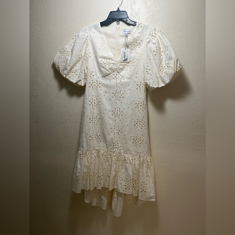 Gibson Latimer Cream Eyelet Midi Dress